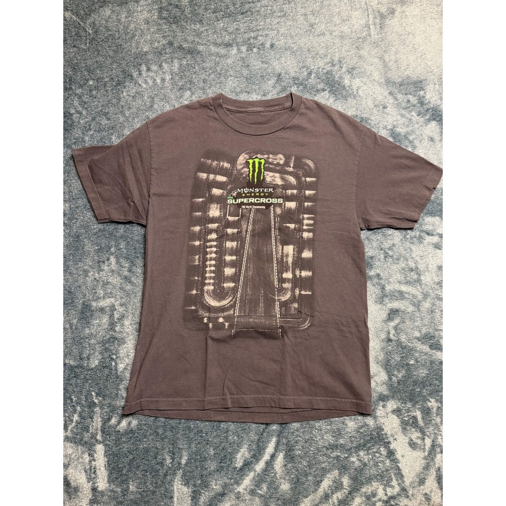 Monster Energy Supercross T-Shirt Medium Men Faded Black Racing Graphic